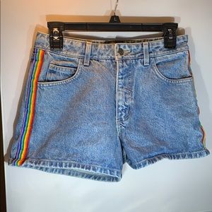 Vintage Paris Blues high waisted rainbow shorts